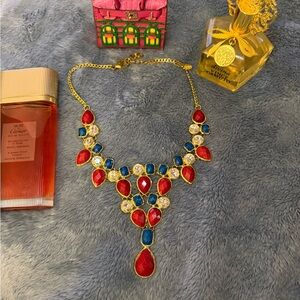 Amrita Singh Gold Necklace with Red and Blue Accents
